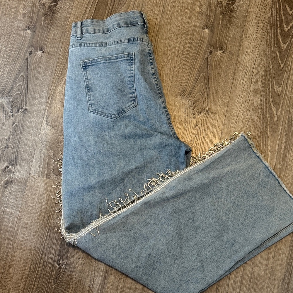 Frayed Hem Blue Jeans